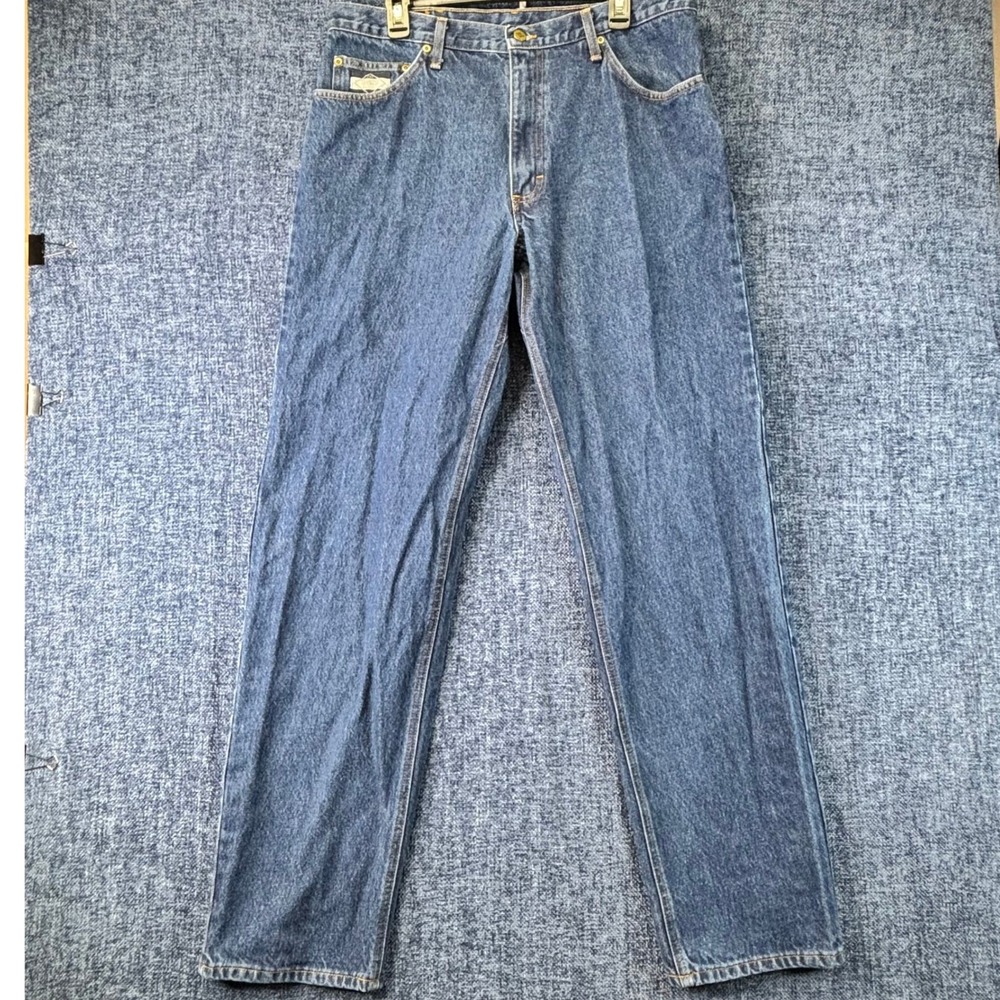 Diamond Gusset Jeans Mens 37x36 Blue Cotton Relaxed Fit Straight Leg USA Made